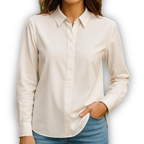 Talbots Ivory Popover Shirt Polished Long Sleeve 16W NWT - Picture 12 of 12